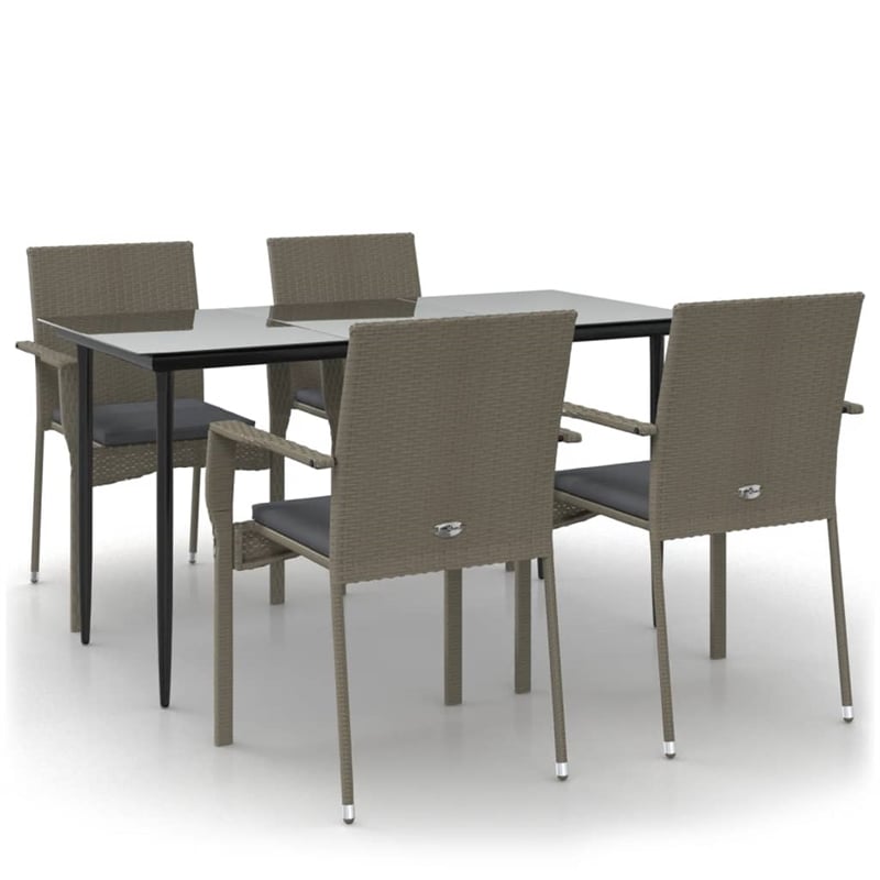 Afuera Living PE Rattan Large Modular Garden Dining Set in Black and Gray