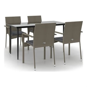 Afuera Living PE Rattan Large Modular Garden Dining Set in Black and Gray