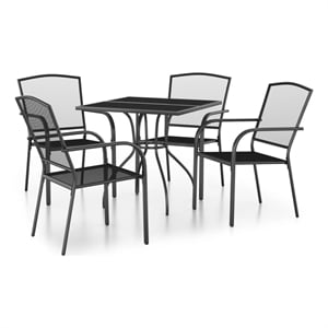 Afuera Living E-Coated and Powder-Coated Garden Dining Set in Anthracite/Gray