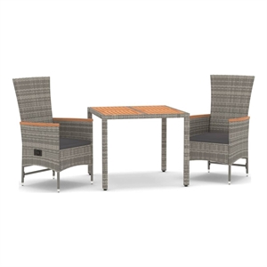 Afuera Living PE Rattan Compact Adjustable Armrests Garden Dining Set in Gray