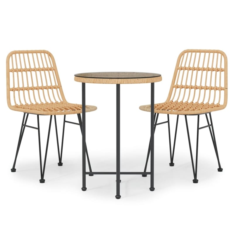 Afuera Living Steel Garden Dining Set Round Modern Garden Dining Set in Black