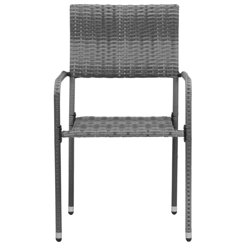 Afuera Living PE Rattan & Solid Acacia Wood Medium Outdoor Dining Set in Gray