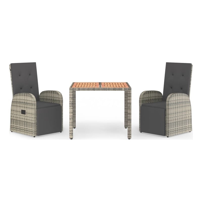 Afuera Living PE Rattan Medium Adjustable Footrests Garden Dining Set in Gray