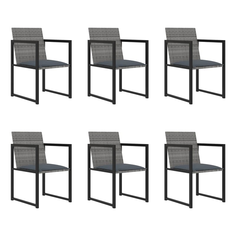Afuera Living Poly Rattan 7 Piece Removable Covers Outdoor Dining Set in Gray