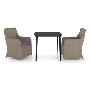 Afuera Living Garden Dining Set in Brown and Black With in Dark Gray Cushions