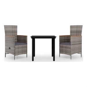 Afuera Living PE Rattan Standard Foldable Garden Dining Set in Gray and Black