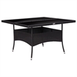 Afuera Living Garden Dining Set in Black Poly Rattan/Steel/Glass/Fabric