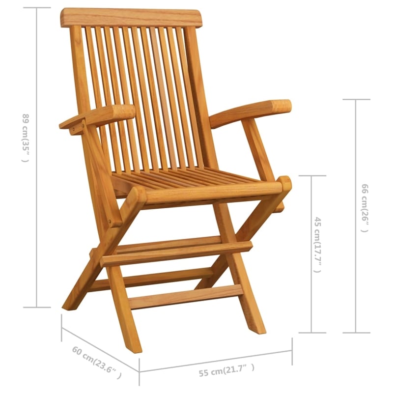 Afuera Living Solid Teak Wood Medium Foldable Garden Dining Set in Warm Brown
