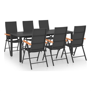 Afuera Living PE Rattan/WPC/Glass/Aluminum Standard Dining Set in Black/Brown