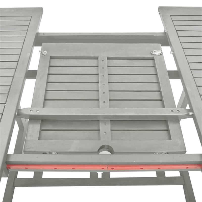Afuera Living Garden Dining Set in Gray Wash Solid Acacia Wood Large Foldable