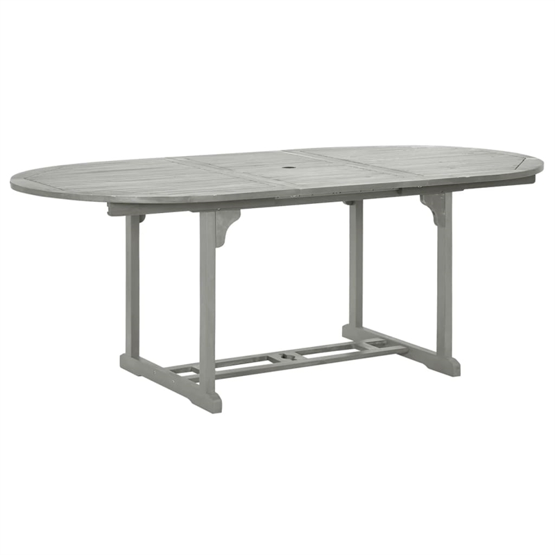 Afuera Living Garden Dining Set in Gray Wash Solid Acacia Wood Large Foldable