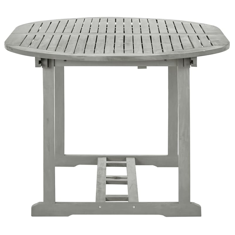 Afuera Living Garden Dining Set in Gray Wash Solid Acacia Wood Large Foldable