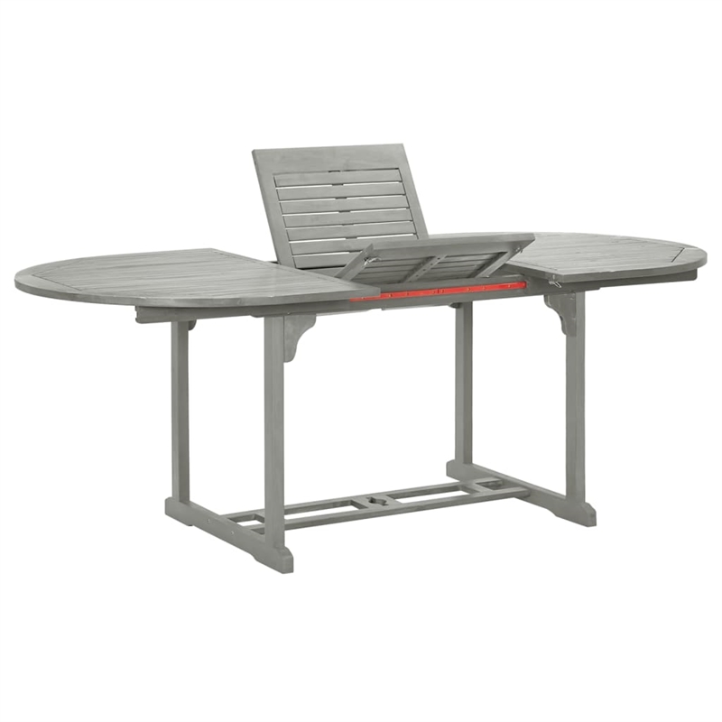 Afuera Living Garden Dining Set in Gray Wash Solid Acacia Wood Large Foldable