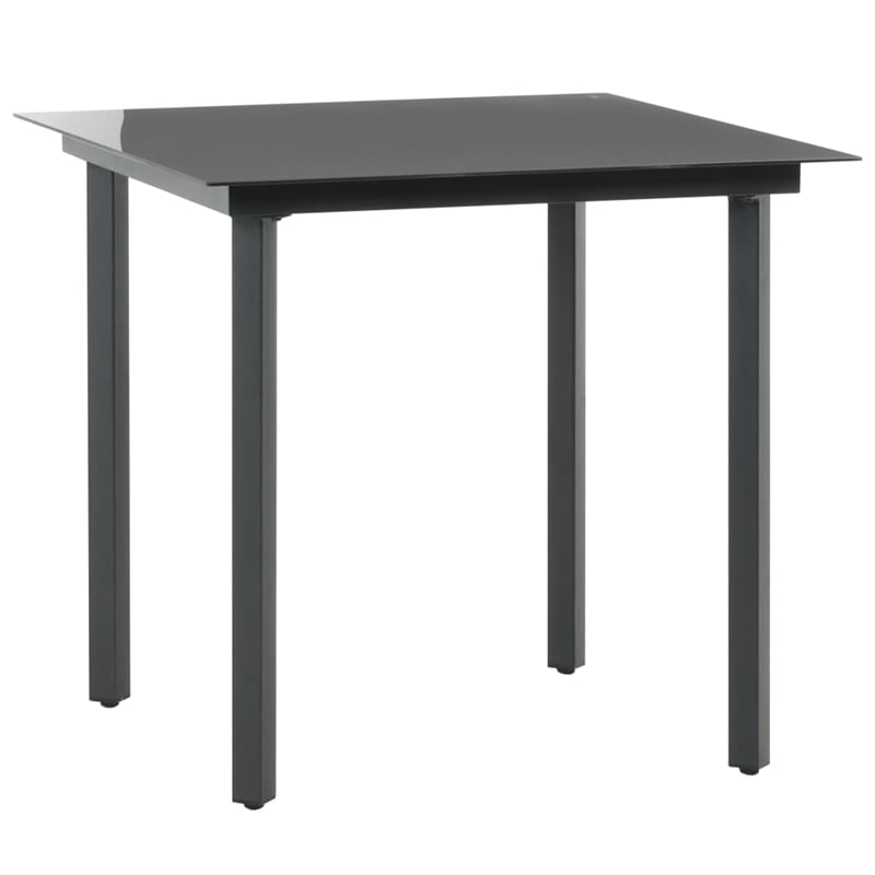 Afuera Living PVC Rattan/Glass/Powder-Coated Steel Medium Dining Set in Black