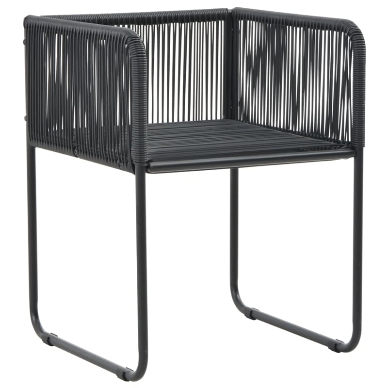 Afuera Living PVC Rattan/Glass/Powder-Coated Steel Medium Dining Set in Black
