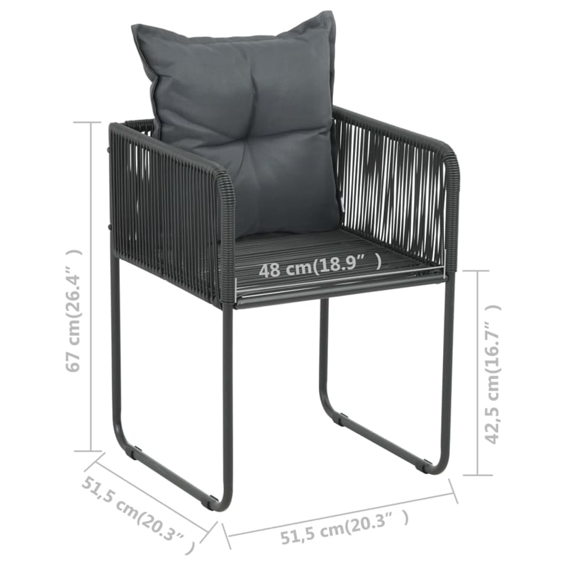 Afuera Living PVC Rattan/Glass/Powder-Coated Steel Medium Dining Set in Black