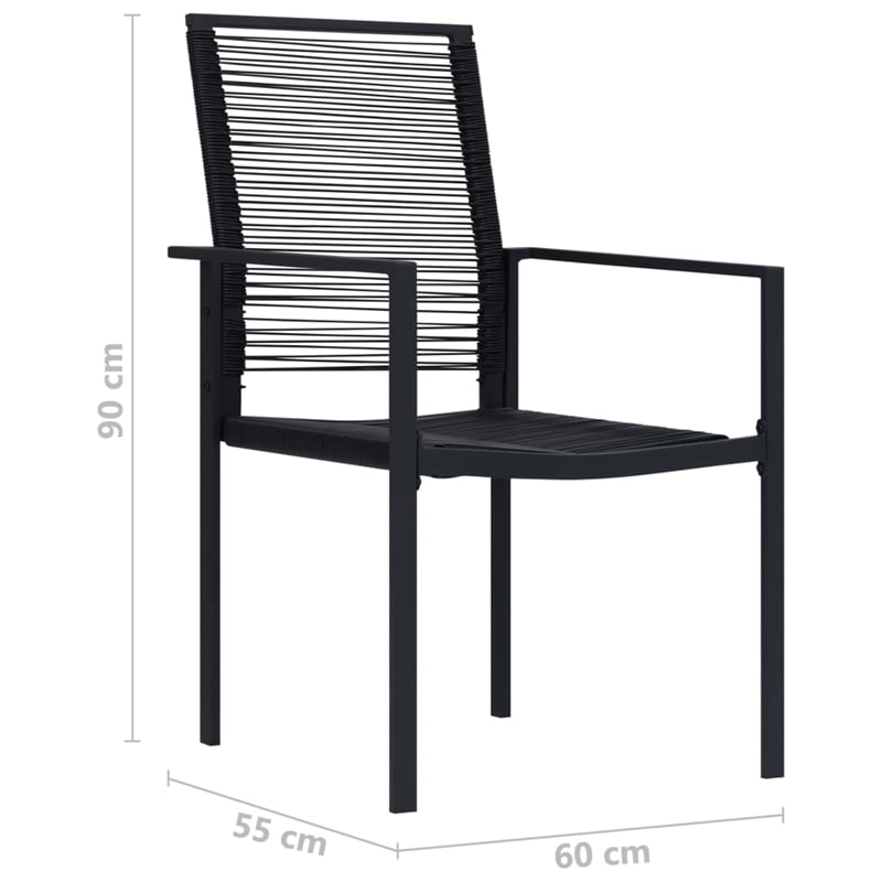 Afuera Living Dining Set in Black Glass/Powder-Coated Steel/PVC Hollow Rattan