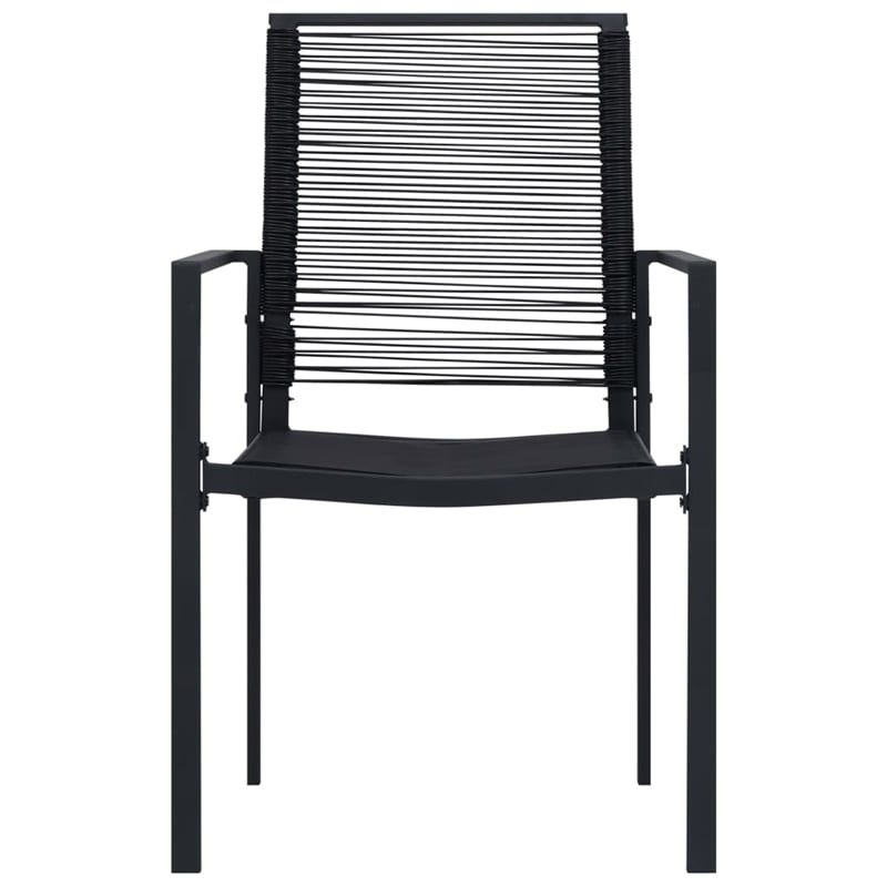 Afuera Living Dining Set in Black Glass/Powder-Coated Steel/PVC Hollow Rattan