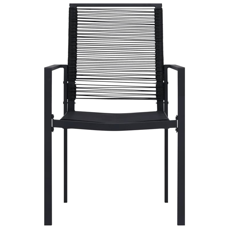 Afuera Living Powder-Coated Steel/PVC Hollow Rattan/Glass Dining Set in Black