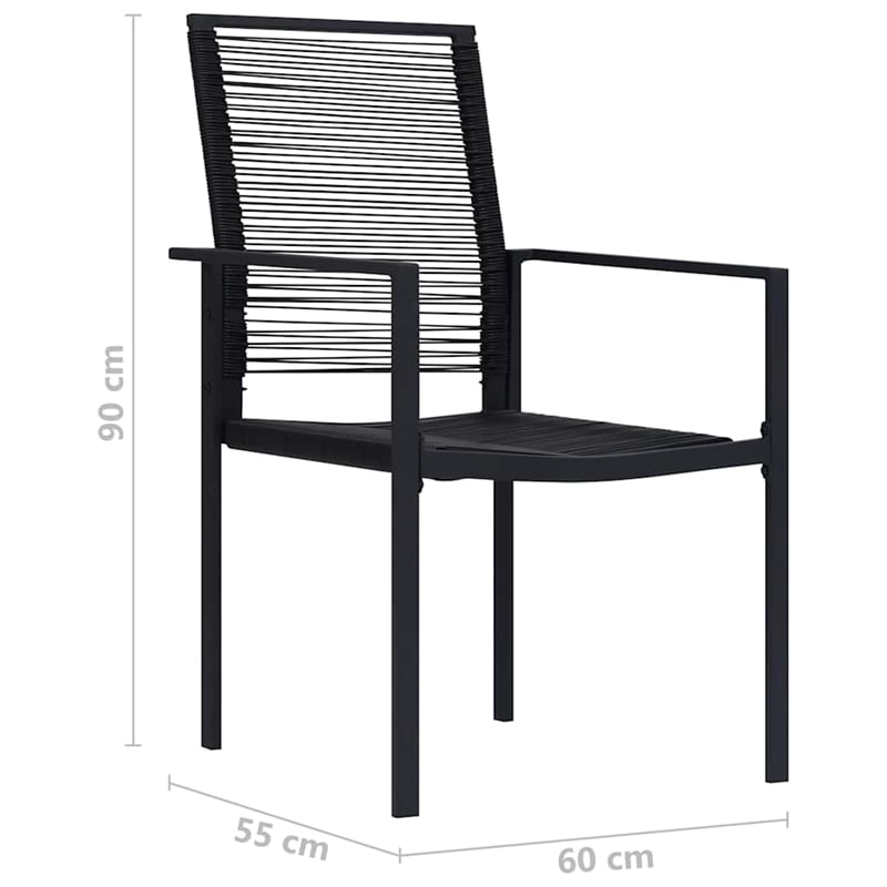 Afuera Living Dining Set in Black Glass/Powder-Coated Steel/PVC Hollow Rattan