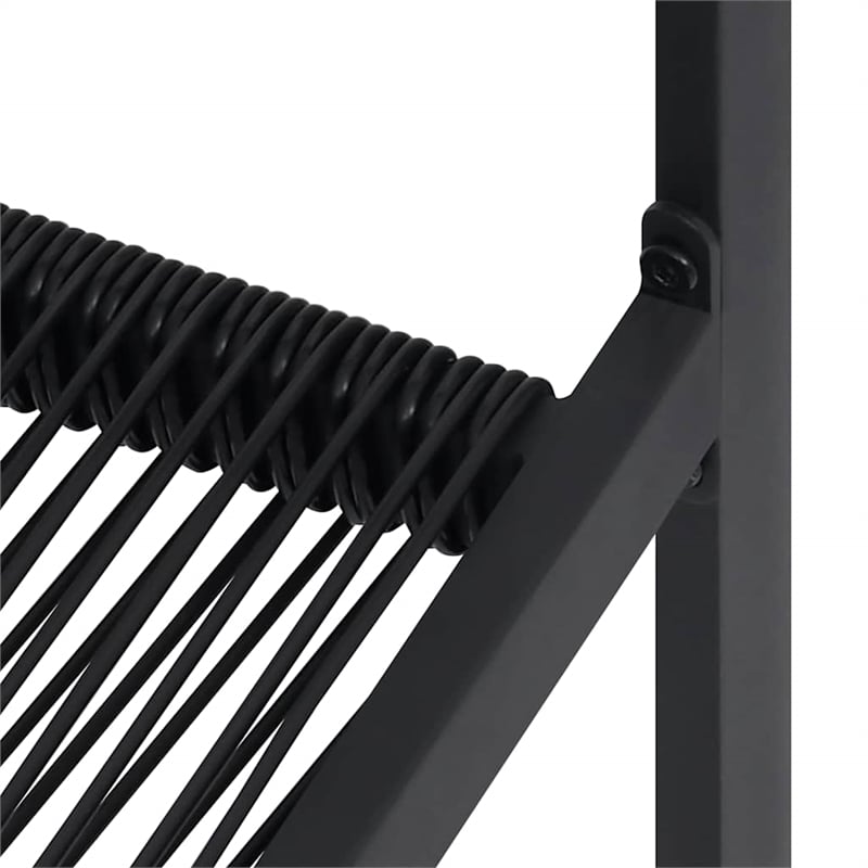 Afuera Living Dining Set in Black Glass/Powder-Coated Steel/PVC Hollow Rattan