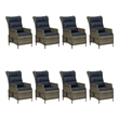 Afuera Living Solid Acacia Wood Large Adjustable Armrests Dining Set in Brown