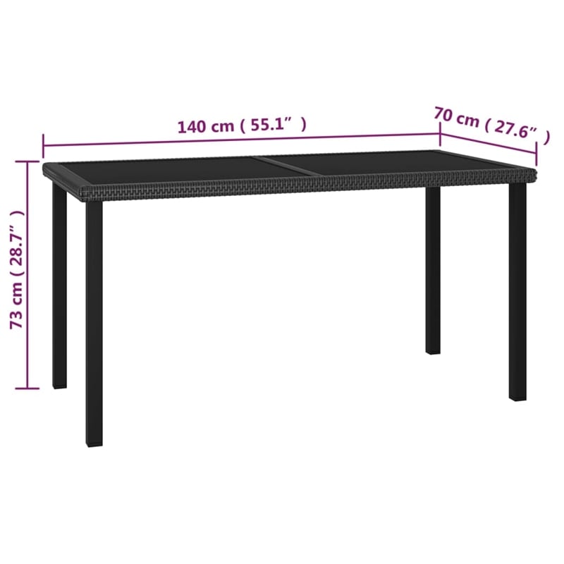 Afuera Living Dining Set in Black/Cream Poly Rattan/Powder-Coated Steel/Glass