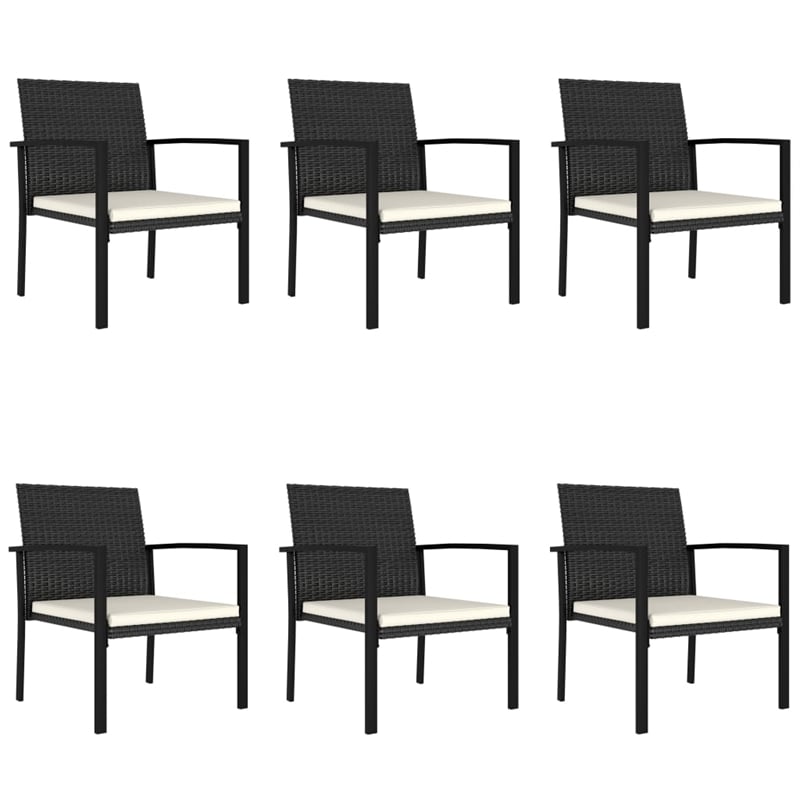Afuera Living Dining Set in Black/Cream Poly Rattan/Powder-Coated Steel/Glass