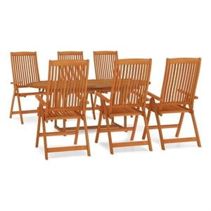 Afuera Living Solid Eucalyptus Wood Medium Garden Dining Set in Reddish-Brown