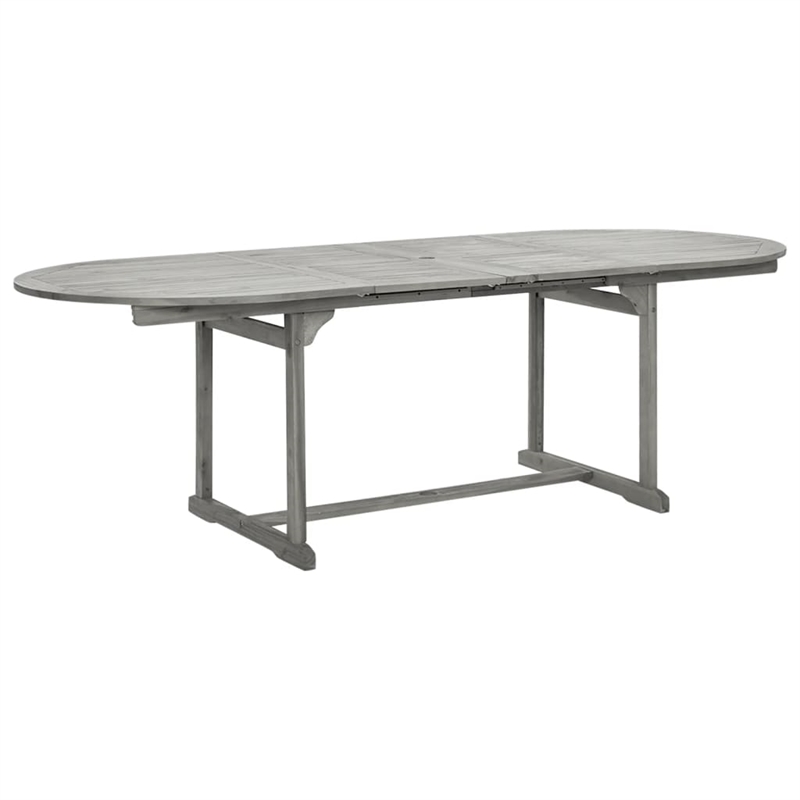 Afuera Living Solid Acacia Wood Standard Extendable Garden Dining Set in Gray