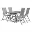 Afuera Living Solid Acacia Wood Standard Extendable Garden Dining Set in Gray