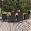 Afuera Living Solid Acacia Wood Large Adjustable Armrests Dining Set in Black