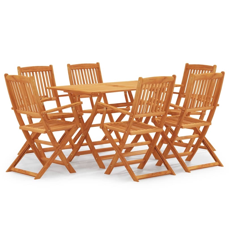 Afuera Living Solid Eucalyptus Wood Foldable Outdoor Dining Set in Natural/Brown