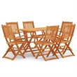 Afuera Living Solid Eucalyptus Wood Foldable Outdoor Dining Set in Natural/Brown