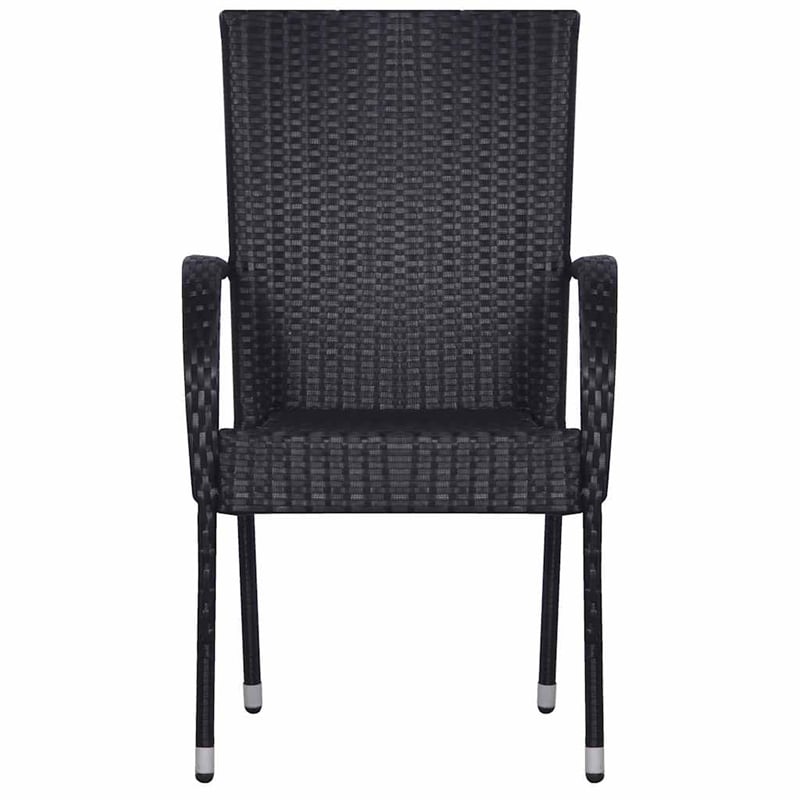 Afuera Living Solid Acacia Wood Standard Stackable Dining Set in Black