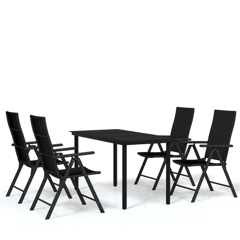 Afuera Living PE Rattan/Powder-Coated Steel Garden Dining Set in Black