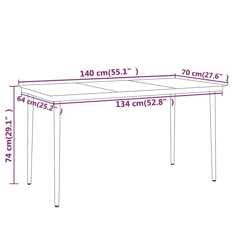 Afuera Living Powder-Coated Steel/PE Rattan Garden Dining Set in Black