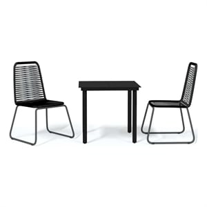 Afuera Living Powder-Coated Steel/PE Rattan Garden Dining Set in Black