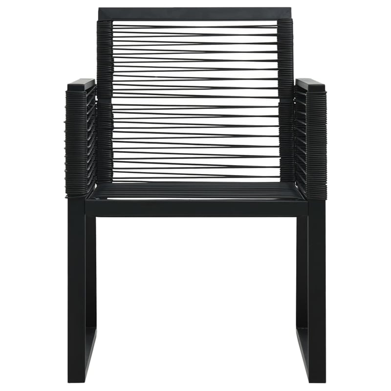 Afuera Living PVC Rattan/Powder-Coated Steel/Glass Dining Set in Black