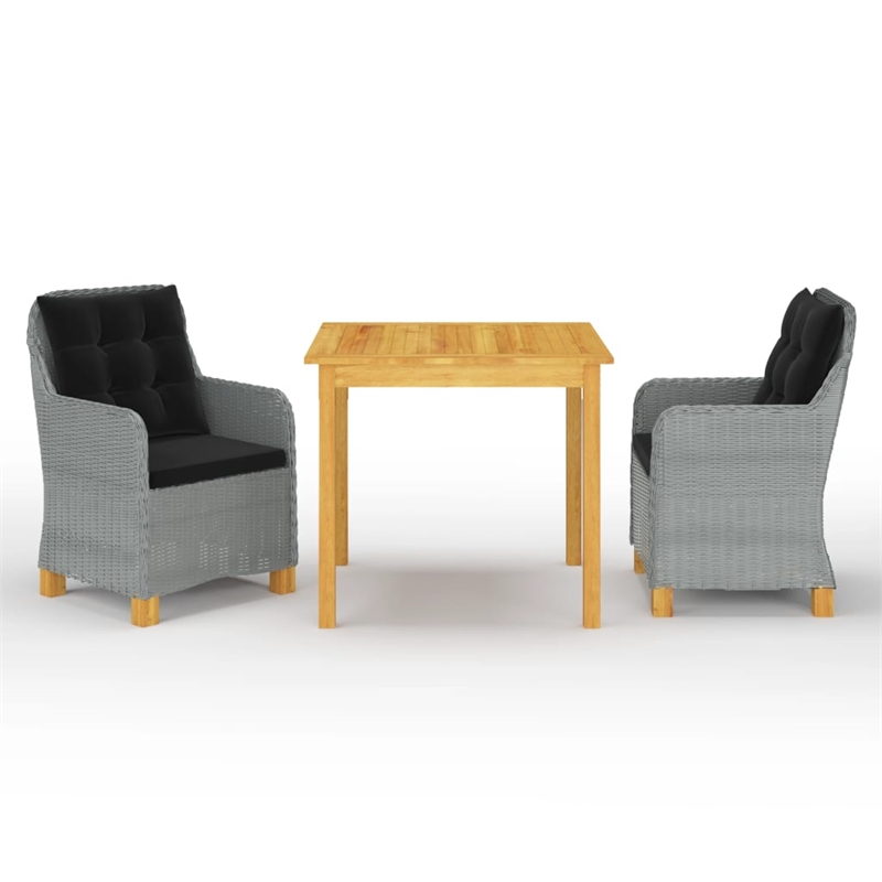 Afuera Living Solid Acacia Wood Medium Garden Dining Set in Light Gray