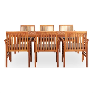 Afuera Living Outdoor Dining Set in Brown Frame and Dark Gray Cushions