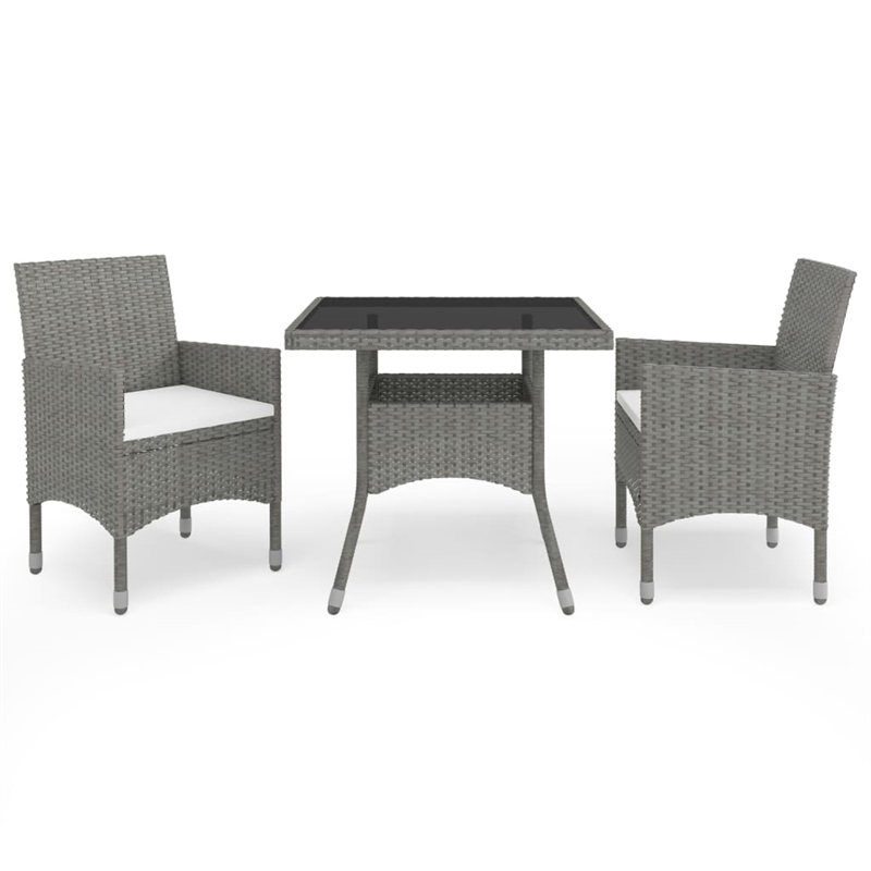 Afuera Living Dining Set in Gray with Poly Rattan Small Removable Covers