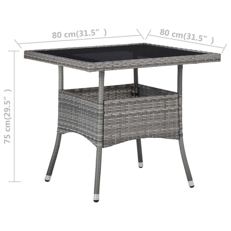 Afuera Living Dining Set in Gray with Poly Rattan Small Removable Covers