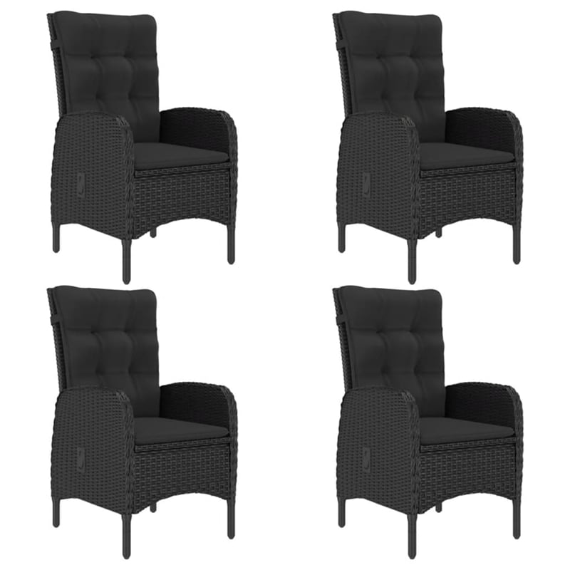 Afuera Living Garden Dining Set in Black Poly Rattan/Acacia Wood/Steel