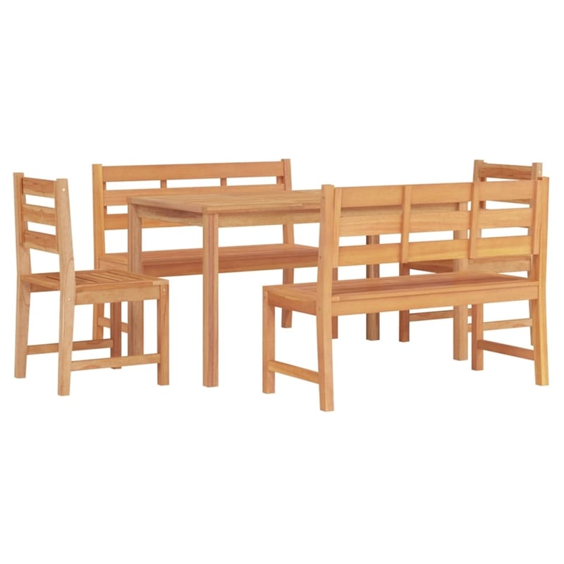 Afuera Living Solid Teak Wood Large Durable Garden Dining Set in Brown