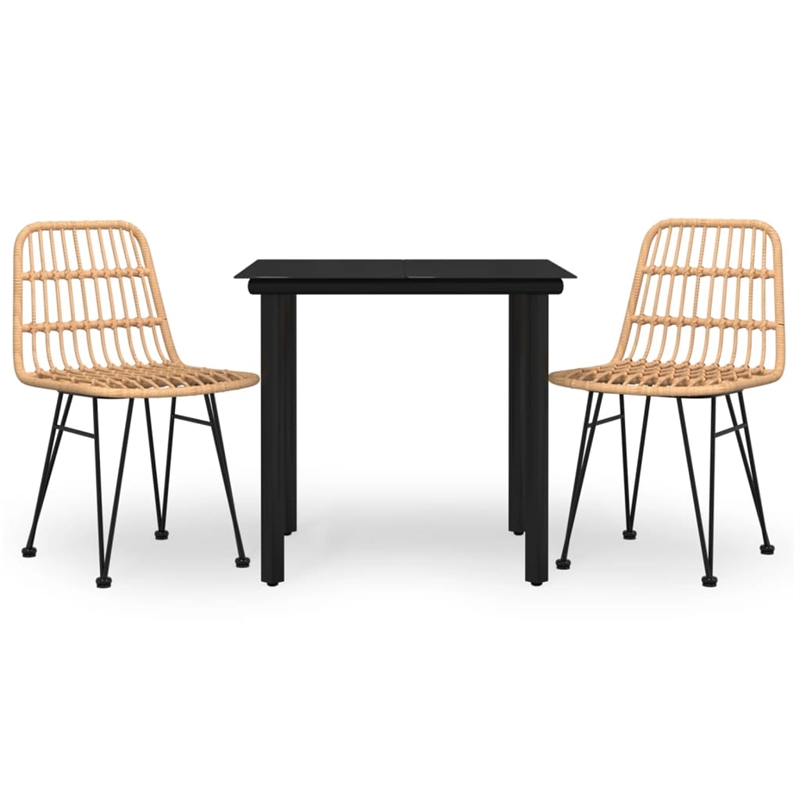 Afuera Living Steel & Tempered Glass Medium Garden Dining Set in Black
