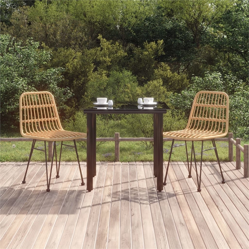 Afuera Living Steel & Tempered Glass Medium Garden Dining Set in Black