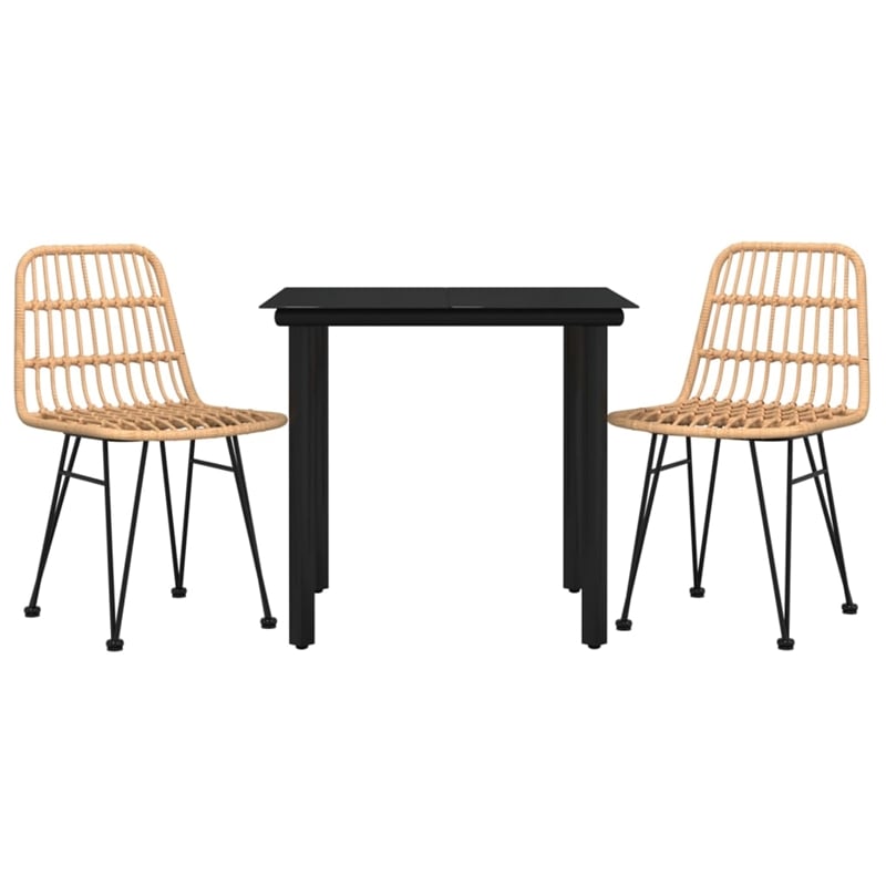 Afuera Living Steel & Tempered Glass Medium Garden Dining Set in Black