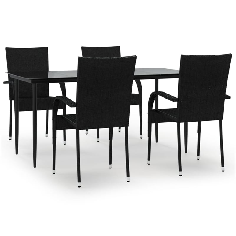 Afuera Living Poly Rattan Standard Foldable Garden Dining Set in Black
