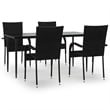 Afuera Living Poly Rattan Standard Foldable Garden Dining Set in Black